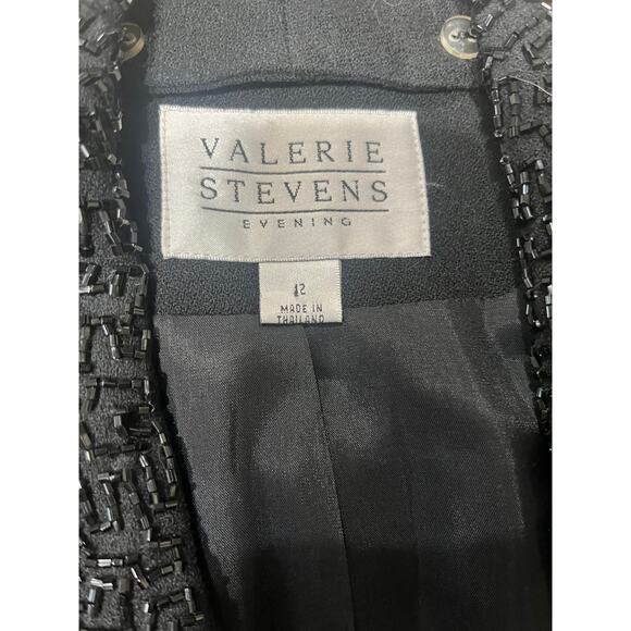 Valerie Stevens Vintage Black Beaded Blazer Removeable Collar Eveningwear Sz 12 - Picture 7 of 9